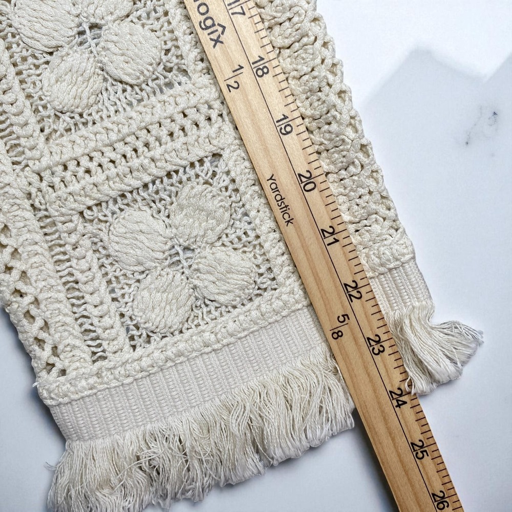 H&M Crochet-Look Tunic Dress Cream Fringe Size Large Summer Edition 2025 Boho - Picture 8 of 15